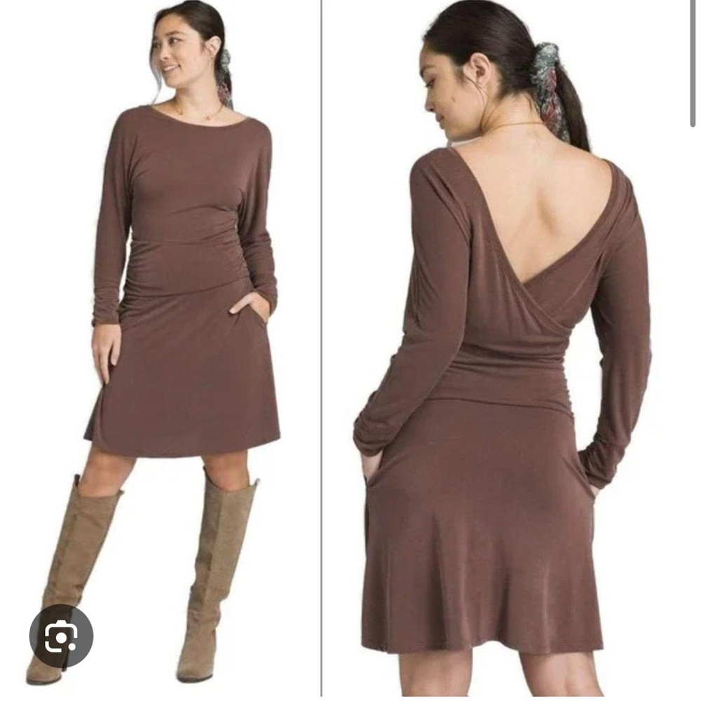 PrAna Simone criss cross open back dress with pockets